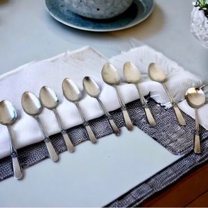 Wm Rogers MEMORY Hiawatha 1937 Silver Plate SPOONS Flatware Tsp + Tbsp + Sugar 9